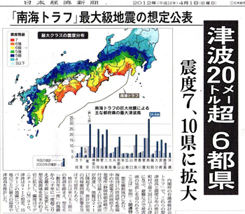 南海トラフ最大地震の想定公表